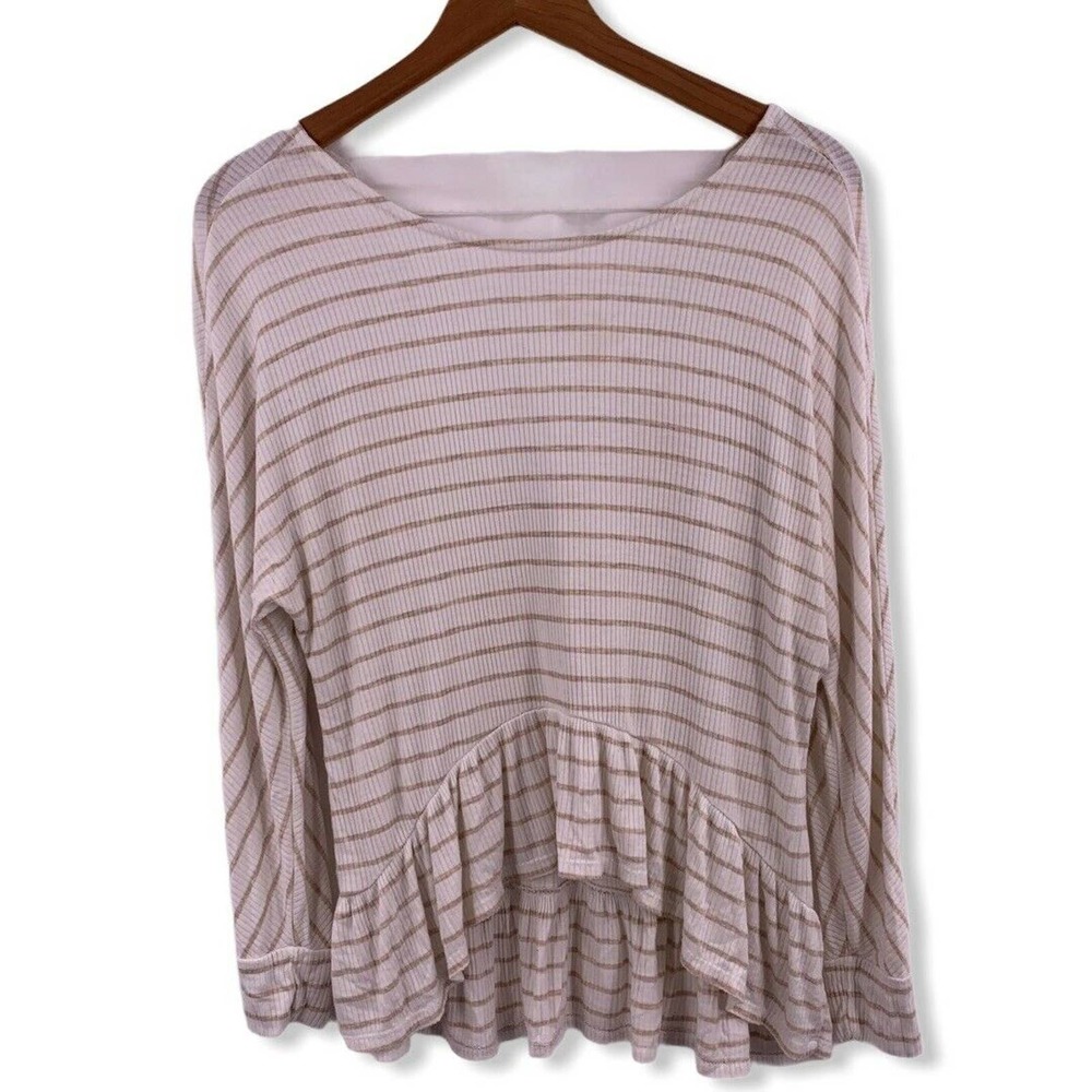 Copper Key Striped Ribbed Swingy Top‎ XS